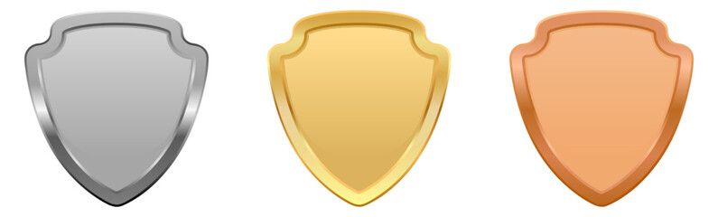shield award collection.vector illustration of gold , bronze and silver award shield set.