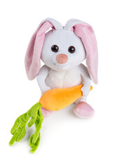 Wall Mural - White plush rabbit with carrot