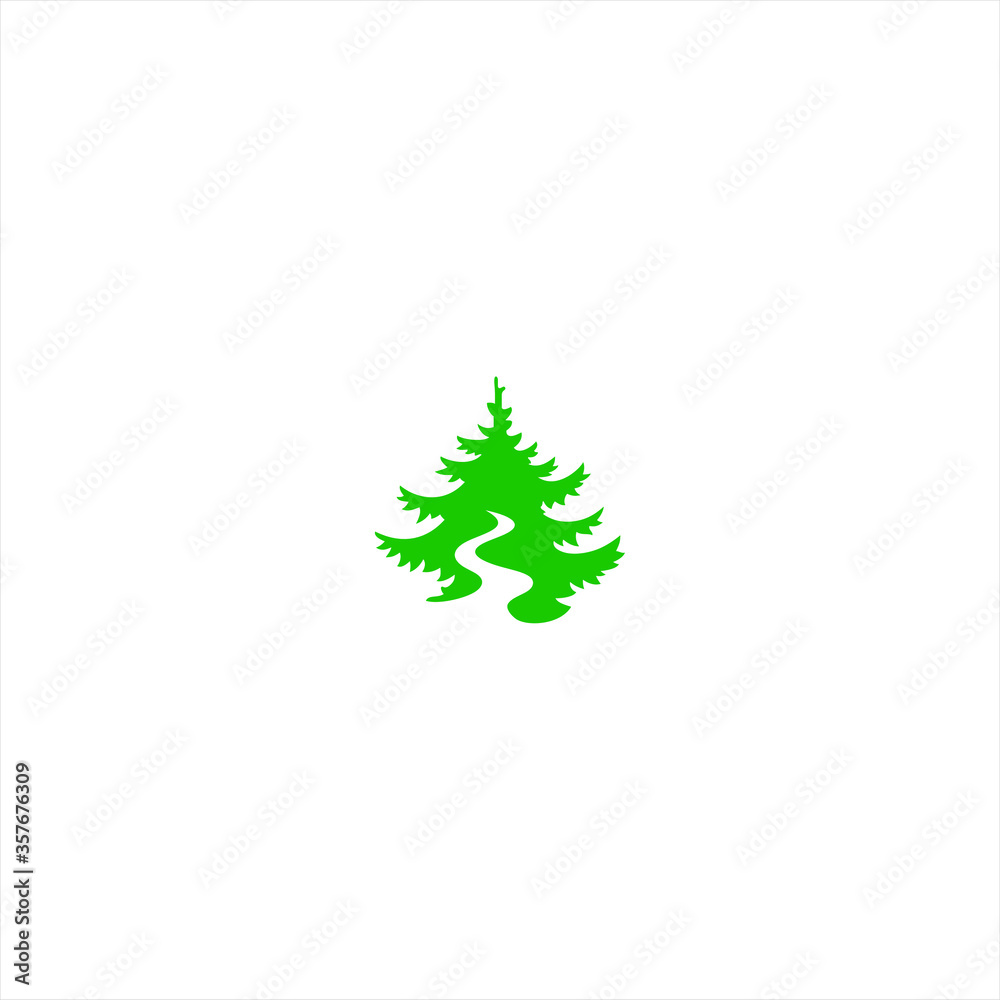 Icon logo design of a green tree with path in it. Vector illustartion ...