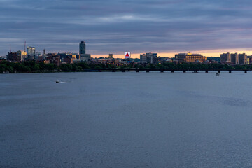 Wall Mural - The night time Boston skyline 