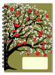 A5 school spiral notebook cover with apple tree and red apples