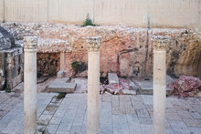 Ruins Of Roman Street Called Cardo In Jerusalem, Israel