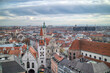 Townscape panoramic view above historical part of Munich, Germany.