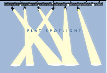 Wall Mural - a background silhouette illustration of a spotlight rig shining beams down into the darkness