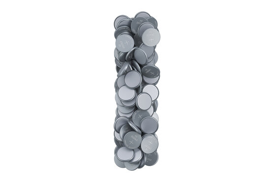 Letter I from button cells, 3D rendering
