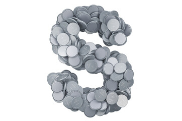 Poster - Letter S from button cells, 3D rendering