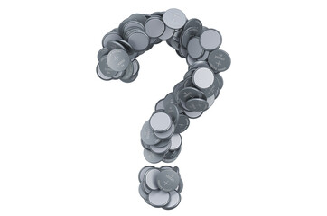 Poster - Question mark from button cells, 3D rendering