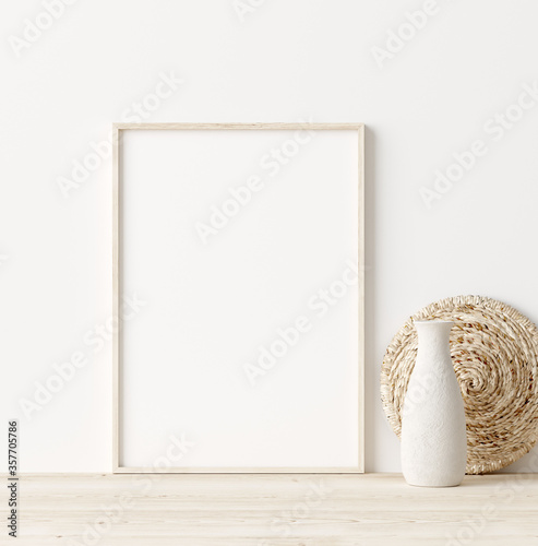 Cuadros en Lienzo Mock up frame in home interior background, white room with natural wooden furnit