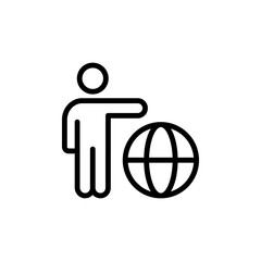 Poster - World, businessman concept line icon. Simple element illustration. World, businessman concept outline symbol design from Business strategy set. Can be used for web and mobile