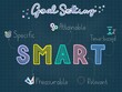 SMART Goal Setting Colorful pastel chalk tone drawn on a grid paper background 