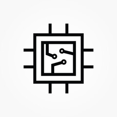 Poster - chip processor line vector icon design