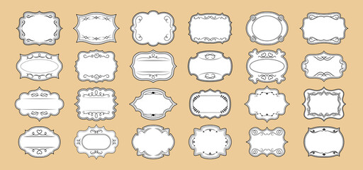 Wall Mural - label ornamental frames set. elegant royal ornate sticker tag. decorative vintage empty curly frame 
