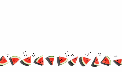 Wall Mural - Sliced watermelons arranged on a white background