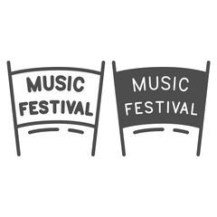 Poster - Music festival poster line and solid icon, festival concept, placard sign on white background, concert poster icon in outline style for mobile concept and web design. Vector graphics.