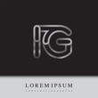 © Vectorideas - initial logo letter IG, linked outline silver colored, rounded logotype