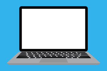 Aufkleber - Laptop screen vector. Isolated blank computer. Illustration of a notebook with a white screen. Outdoor portable modern pc. Stock Photo.