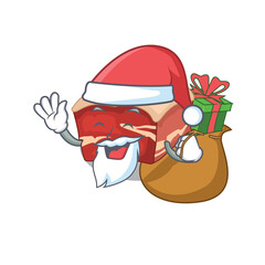 Sticker - Cartoon design of pork belly Santa having Christmas gift