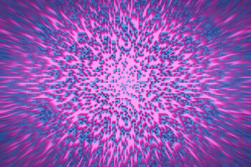 Poster - 3D illustration background, texture of a large number of doves geometric shapes of different sizes and shapes. Blue-pink tetris shapes with motion effect