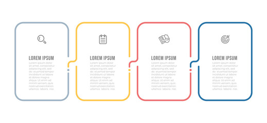 Business infographic template. Thin line design elements with marketing icons and 4 options or steps. Vector eps10 illustration. 