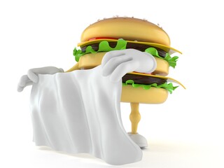 Sticker - Hamburger character holding white sheet