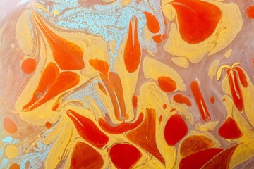 Canvas Print - Closeup shot of an abstract painting made of orange and yellow colors