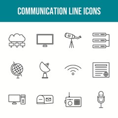 Poster - Unique communication vector line icon set