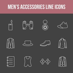 Poster - Unique men's accessories vector line icon set