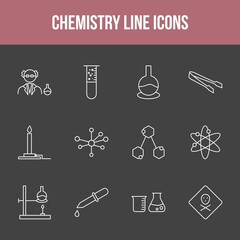 Wall Mural - Unique chemistry vector line icon set