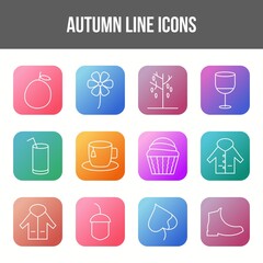 Sticker - Unique autumn vector line icon set