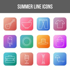 Poster - Unique summer vector line icon set