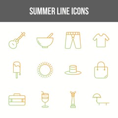 Sticker - Unique summer vector line icon set