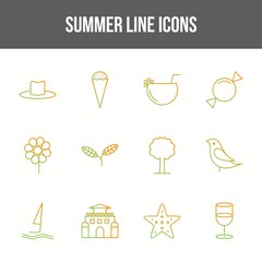 Sticker - Unique summer vector line icon set