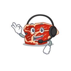 Sticker - T-bone caricature character concept design wearing headphone