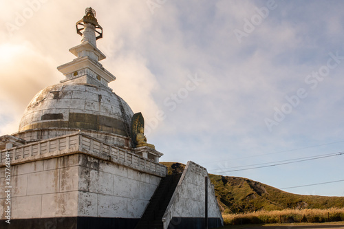 Abandoned Mysterius Buddhist Temple Dome With Golden Buddha Statue Near Old Sensuikyo Ropeway To Mount Aso Kyushu Island Japan Stock Photo Adobe Stock