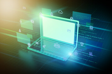 Poster - Laptop abstract background illustration - 3d rendering
