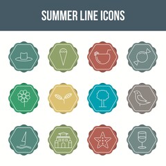 Sticker - Unique summer vector line icon set