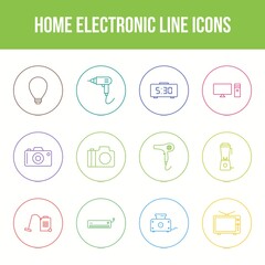 Wall Mural - Unique home electronic vector line icon set