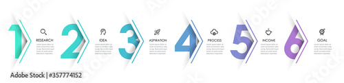 Fotografía Vector Infographic arrow design with 6 options or steps