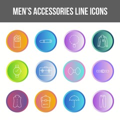 Wall Mural - Unique men's accessories vector line icon set