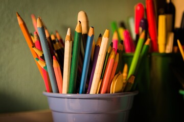 Poster - Closeup shot of a bunch of colorful pencils