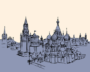  Red Square, Moscow. Vector drawing