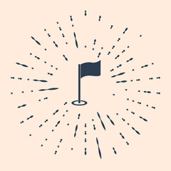 Poster - Black Golf flag icon isolated on beige background. Golf equipment or accessory. Abstract circle random dots. Vector Illustration