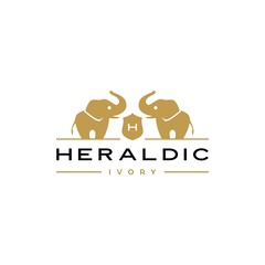 Wall Mural - elephant coat of arms logo vector icon illustration