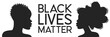 Black Lives Matter. Young African Americans: man and woman against racism. Black citizens are fighting for equality. The social problems of racism. Vector illustration, banner.
