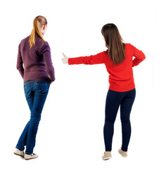 Poster - Back view of couple in sweater showing thumbs up.