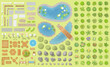 Set of park elements. (Top view) Collection for landscape design, plan, maps. (View from above)