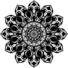 Poster - Creative mandala design. Black and white mandala.Mandalas for coloring book. decorative element.