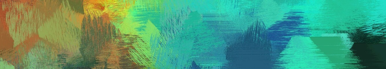 Wall Mural - wide landscape graphic with abstract brush strokes background with blue chill, peru and light sea gr