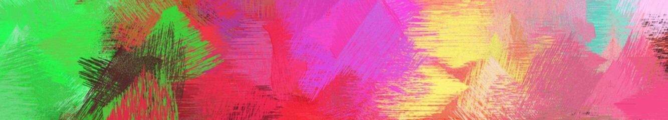 Wall Mural - wide landscape graphic with artistic brush strokes background with pale violet red, mulberry and lim