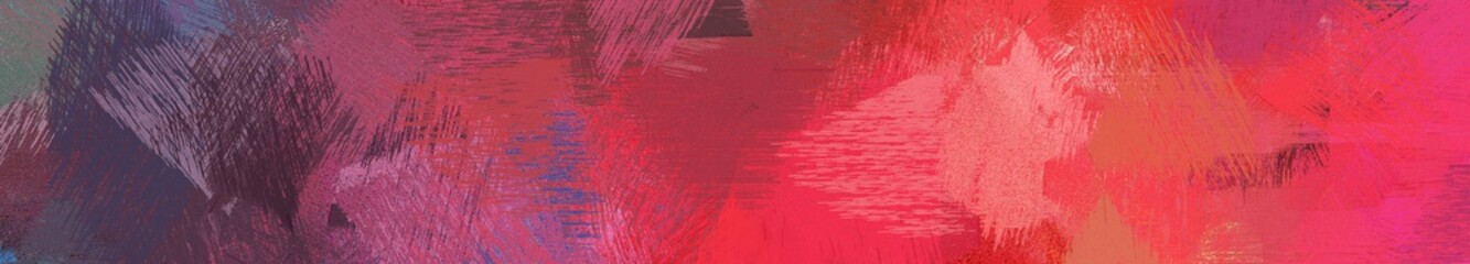 Wall Mural - wide landscape graphic with art brush strokes background with moderate red, old mauve and pale viole